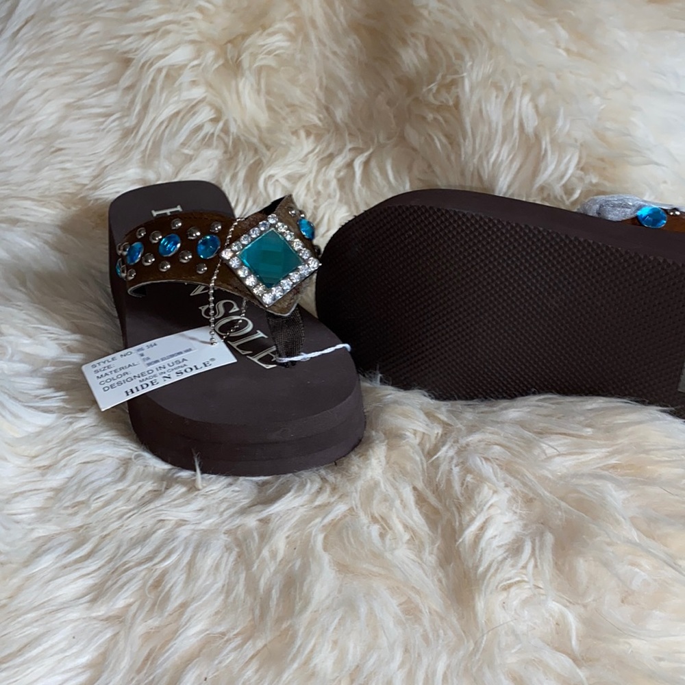 Brown Cowhide Sandals